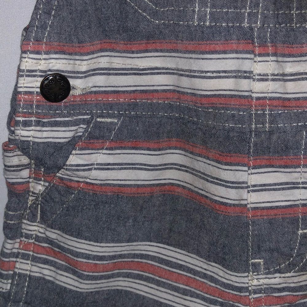 Oshkosh B'Gosh Red & Grey Striped Overalls - Picture 5 of 10